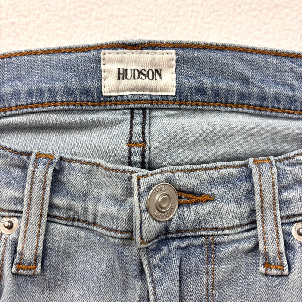 Hudson Harkin Light Wash Lowrise Ripped Cuffed Hem Skinny Ankle Jeans (27) - Picture 11 of 16